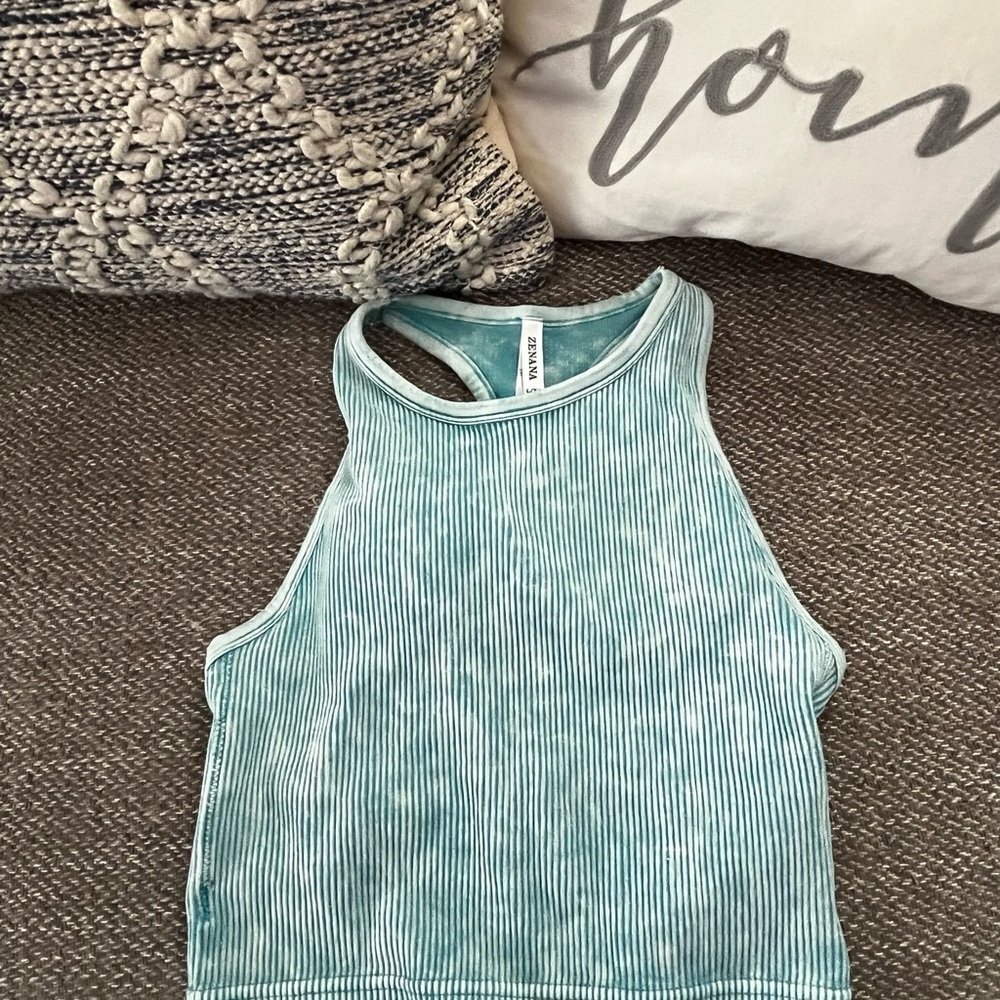 Zenana Outfitters Teal Striped Extremely Soft Tank Top​​​​ - Picture 5 of 5